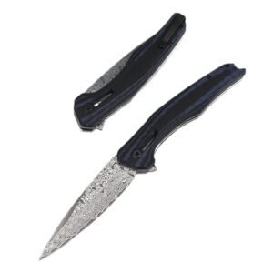 Approved Zero error 0707 Damascus steel knife new black and blue outdoor folding Dealer Program