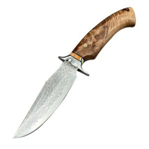 Approved Maple Leaf Outdoor Damascus Steel Straight Knife Handmade Camping Dealer Program