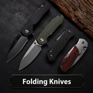 Damascus folding knife counter display assortment