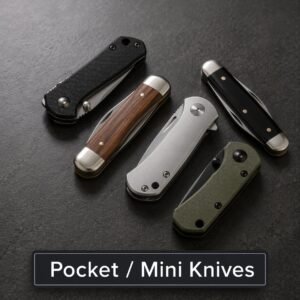 Wood handle Damascus pocket knife series
