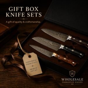 Premium Damascus gift box knife set